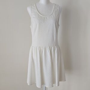 Bar III White Textured Sleeveless Scoop-Neck Mini Dress